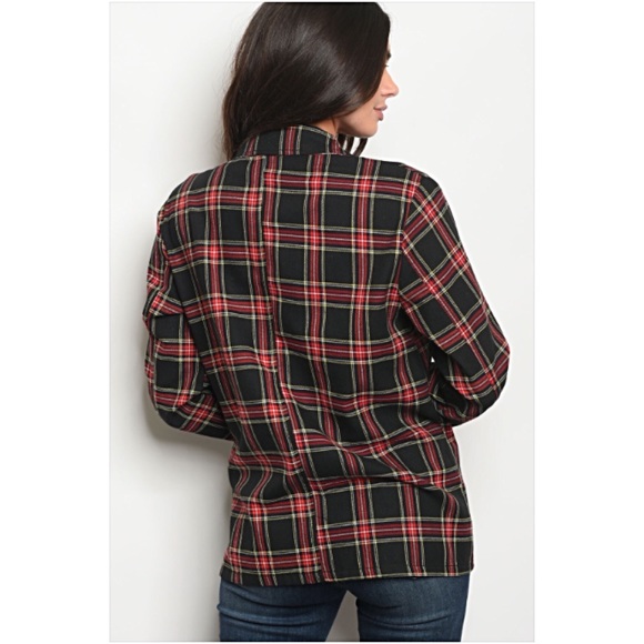 🍁SALE Perfect Plaid Blazer Jacket Pockets S/M - Picture 3 of 8